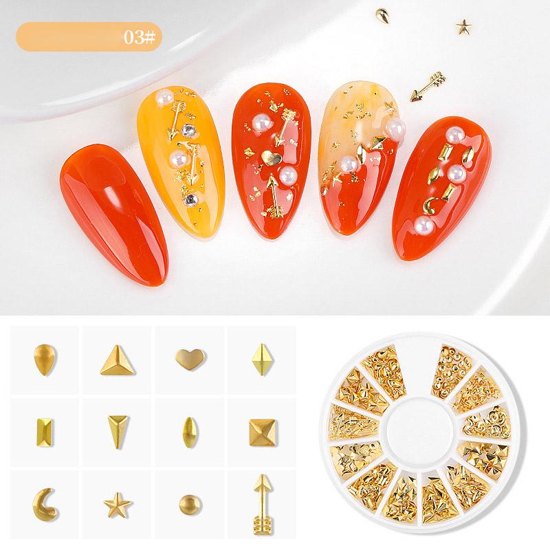 Nail Art Jewelry Star Moon Rivet Metal Ring Diy Nail Art Decoration Sticker Small Round Box Nail Sticker