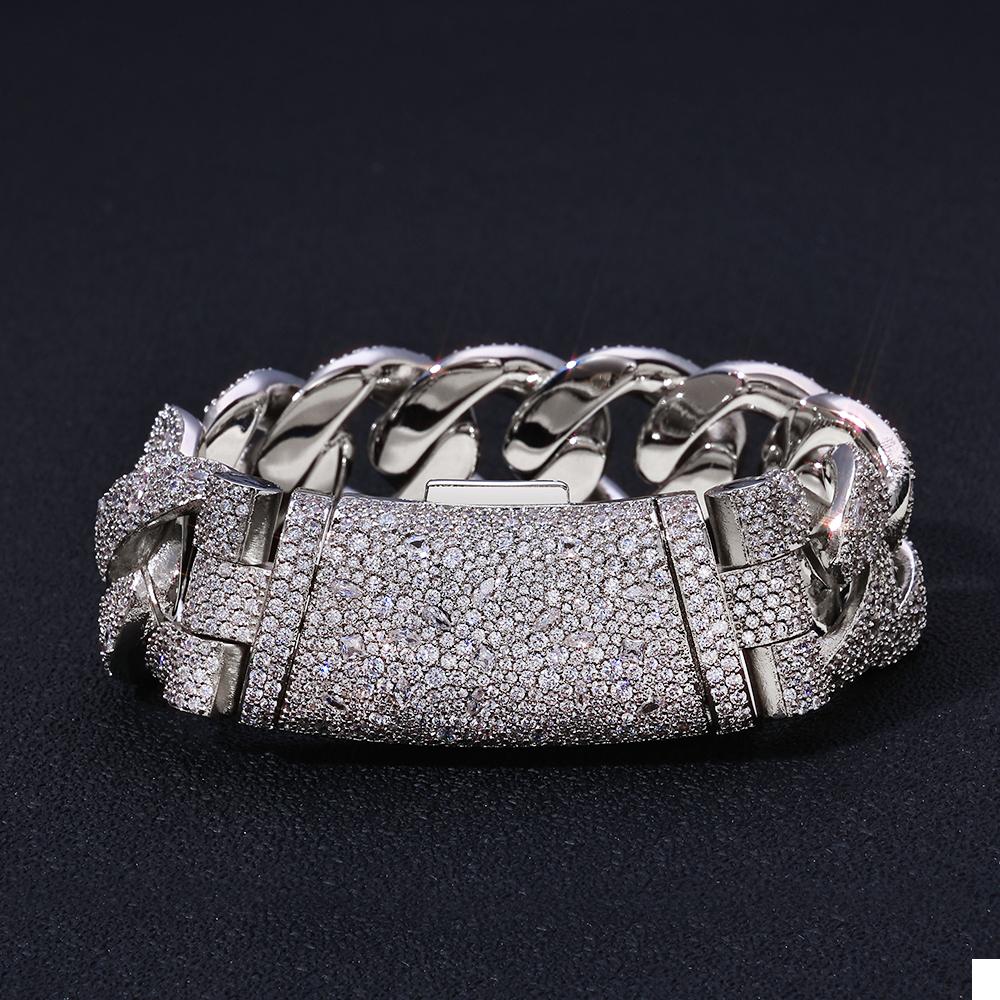 NUOYA Heavy Duty 22mm Cuban Bracelet Gold Plated Curved Flip Lock Iced Zircon Chain Hip Hop Fine Jewelry