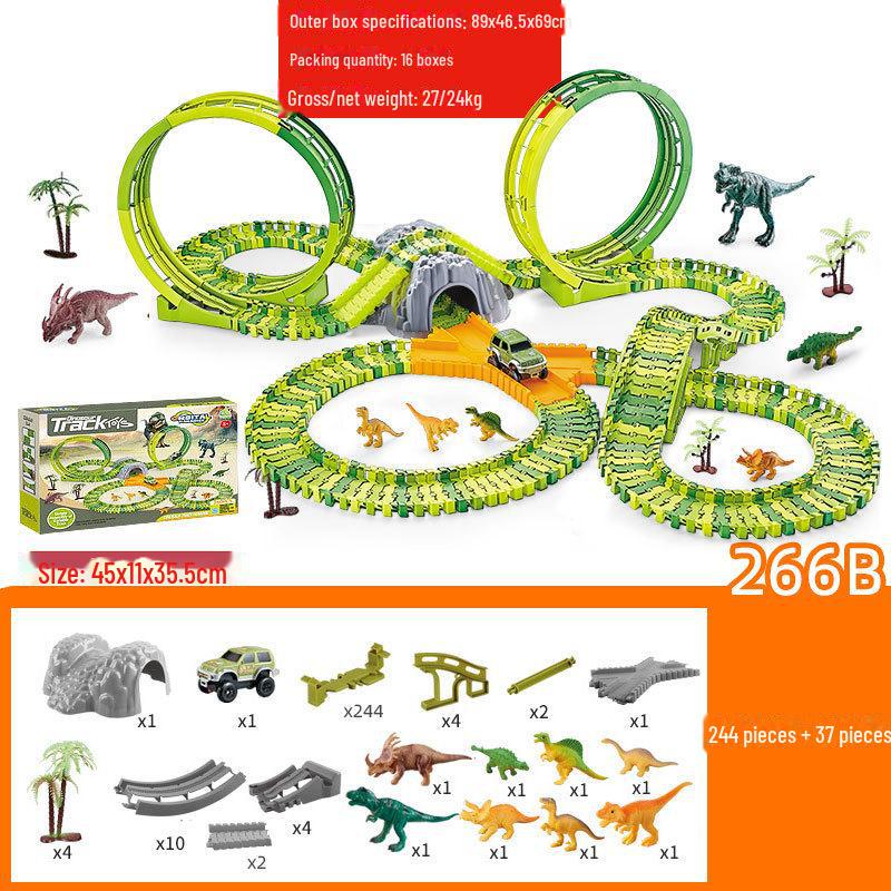 Электрическая игрушка-трековая трасса для динозавров с колесом обозрения для детей