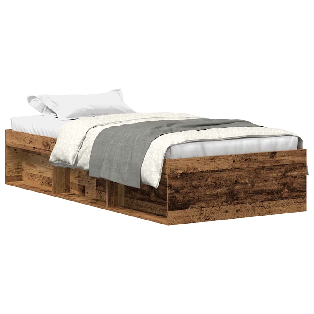 Bed Frame without Mattress Vintage Wood Look 100 x 200 cm Wood Based Material