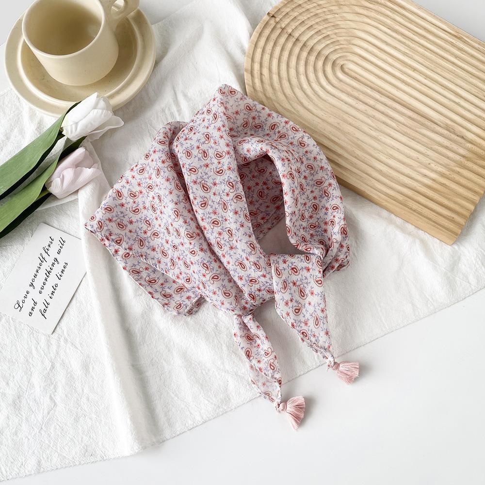58 * 58 см Four Seasons Available New Fresh Baotou Towel Cashew Ароматный цвет Контрастный дышащий солнцезащитный шелковый шарф Легкий треугольный шарф