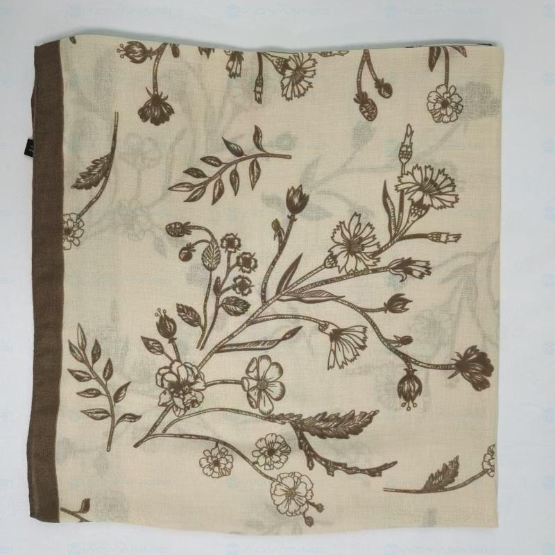 Elegant Women's Scarf Autumn Winter Printed Cotton Linen Shawl Korean Design Luxury Style Popular Fashion Women's Scarf