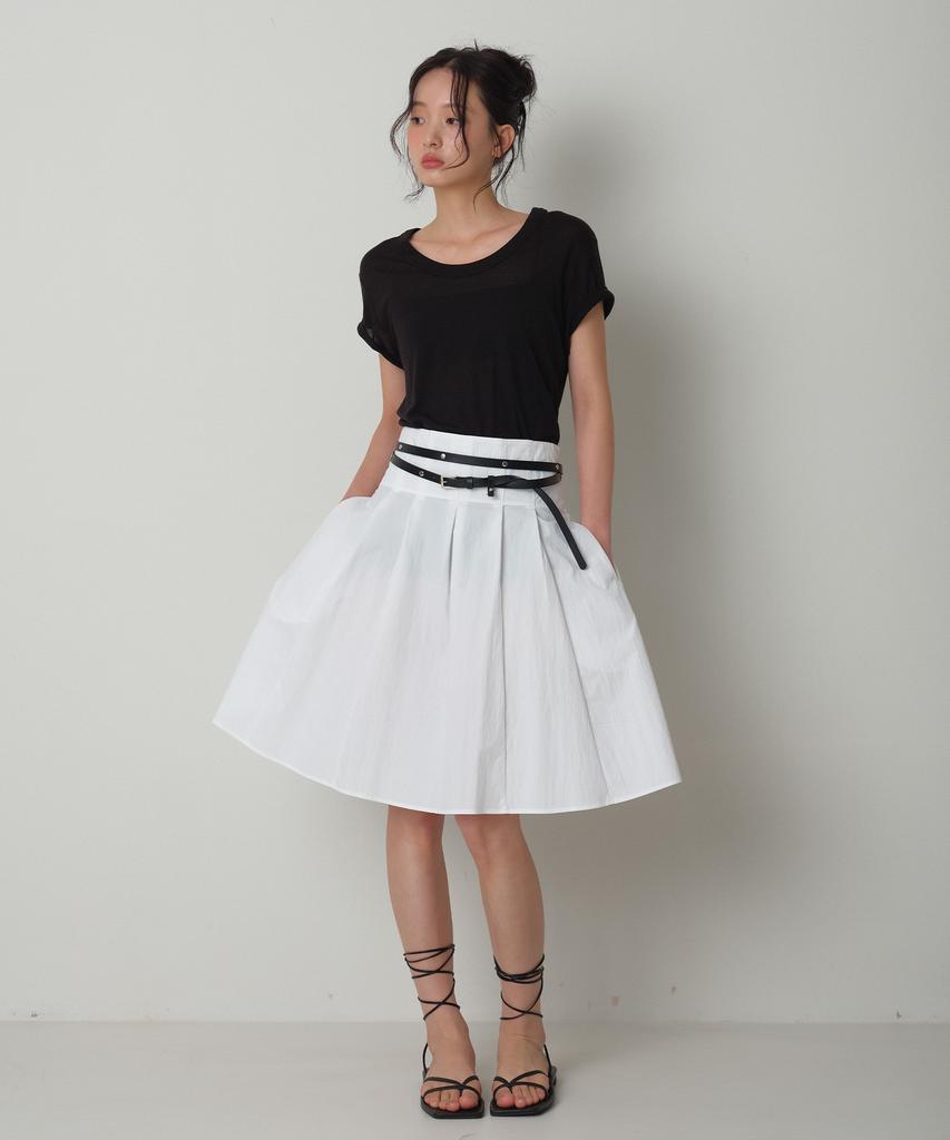 Reventina Smoked Midi Skirt_White