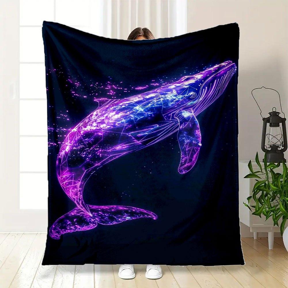 Neon Whale Phone Case Cover for iPhone Samsung GalaxyBlanket Flannel Throw Blanket for Sofa, Bed, Travel, Camping, Office, Couch, Chair, And