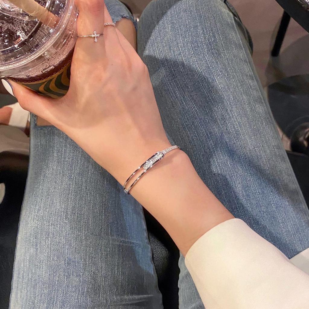 Summer Luxury Zircon Star Adjustable Open Bracelet for Women