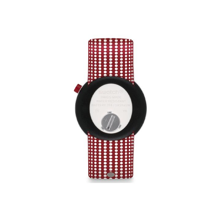 Swatch Pop Series Quartz Movement Black And White Irregular Dot Pattern Fashion Watch 45mm Floral Dial Plastic Case Plastic Strap PNW104