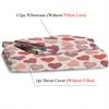 Heart Shaped Pattern 3D Printed Duvet Cover, Simple Style, Luxurious Bedding Set, Soft And Comfortable Duvet Cover, Pillowcase