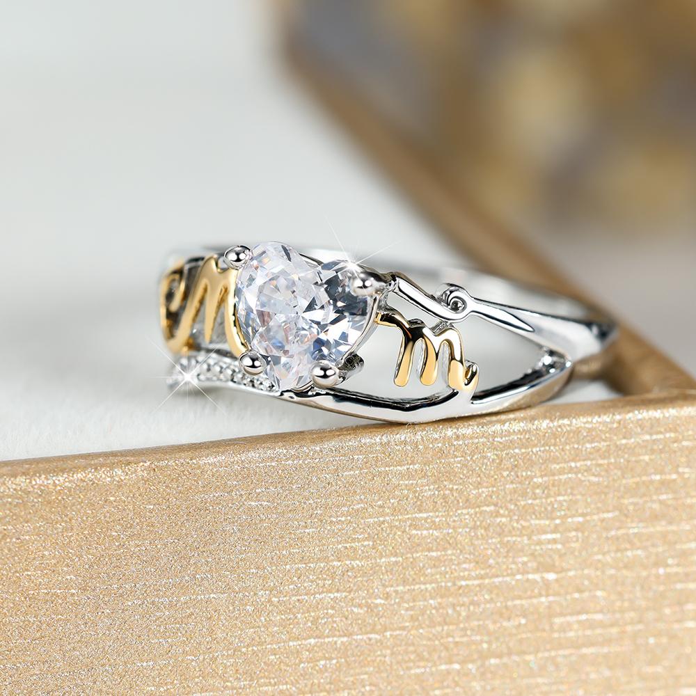 Модные классические кольца в форме сердца для женщин, кольцо на палец с буквой матери, очаровательные ювелирные изделия на день матери