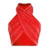 Womens Latin Dance Top Halter Sleeveless Strappy Backless Design Shiny Rhinestones Cross Front Ruched Mesh Crop Top