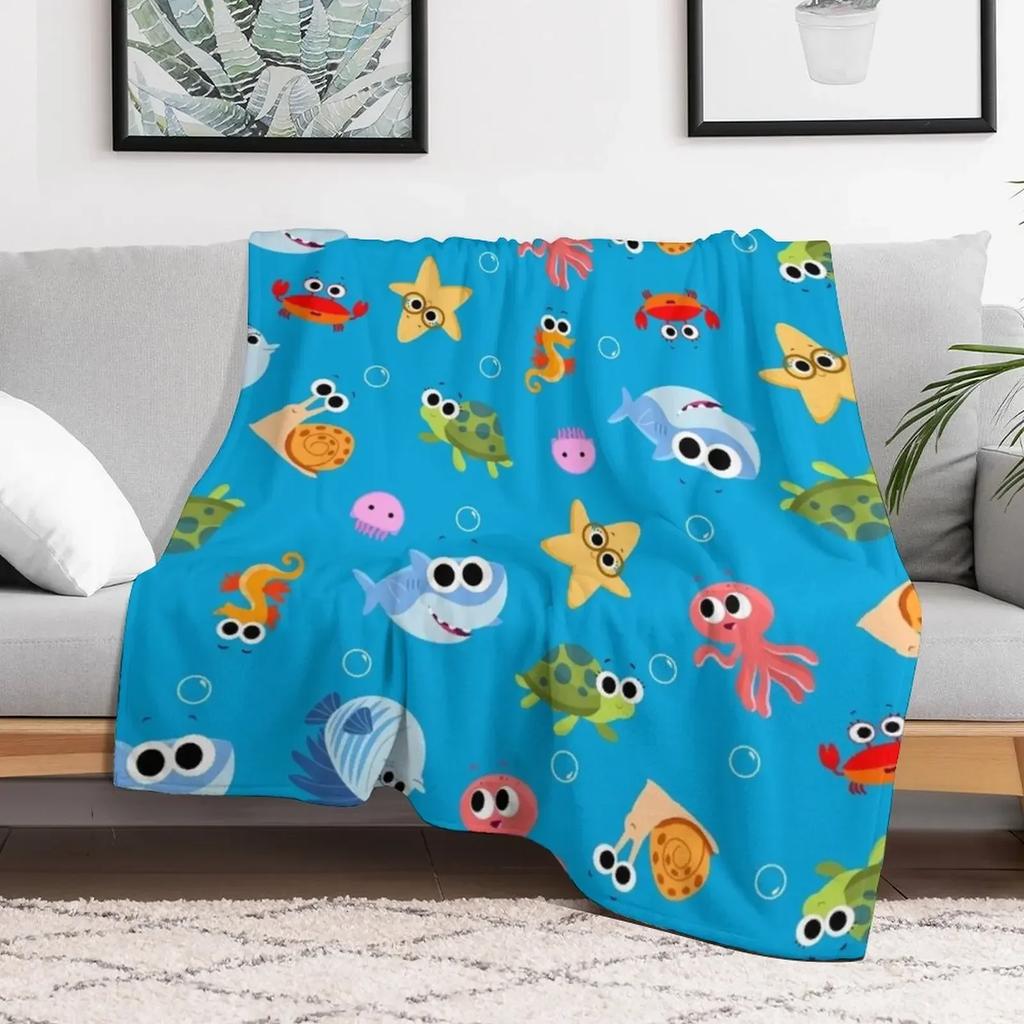 Finny The Shark Pattern 01 Throw Blanket For Baby For Sofa Thin Blankets