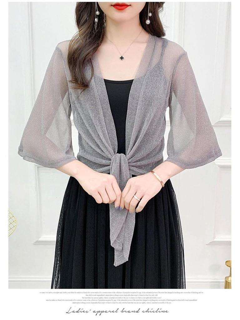 Women's Versatile Mesh Cardigan: Summer Camisole Dress Cover-up, Tie-up Shawl, Short Fashion Jacket