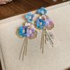 Серьги-кисточки с лепестками из стекла и кристаллов, милые женские украшения, новые цветочные серьги-подвески, весна-лето