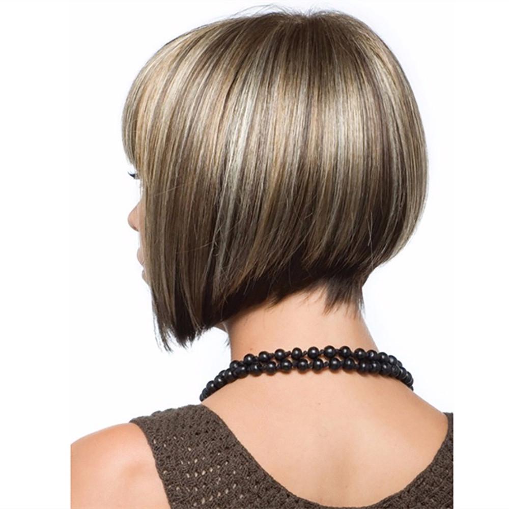 32 СМ Мода Девушка Золотой Парик Парик Короткие Полный Прямые Волосы