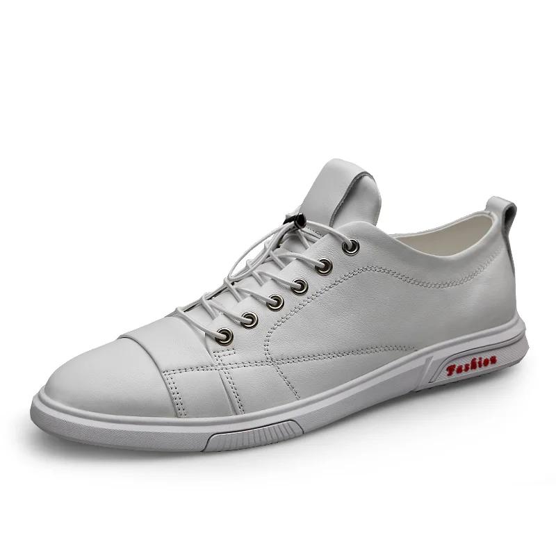 2024 Мужская повседневная обувь из натуральной кожи, роскошные брендовые черные туфли на шнуровке для отдыха на открытом воздухе, модная простая мужская обувь, мужские кроссовки