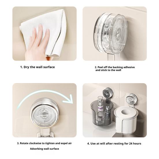 Tissue Box Wall-Mounted Roll Paper Holder with Vacuum Suction Cup Easy Installation Tissue Organizer for