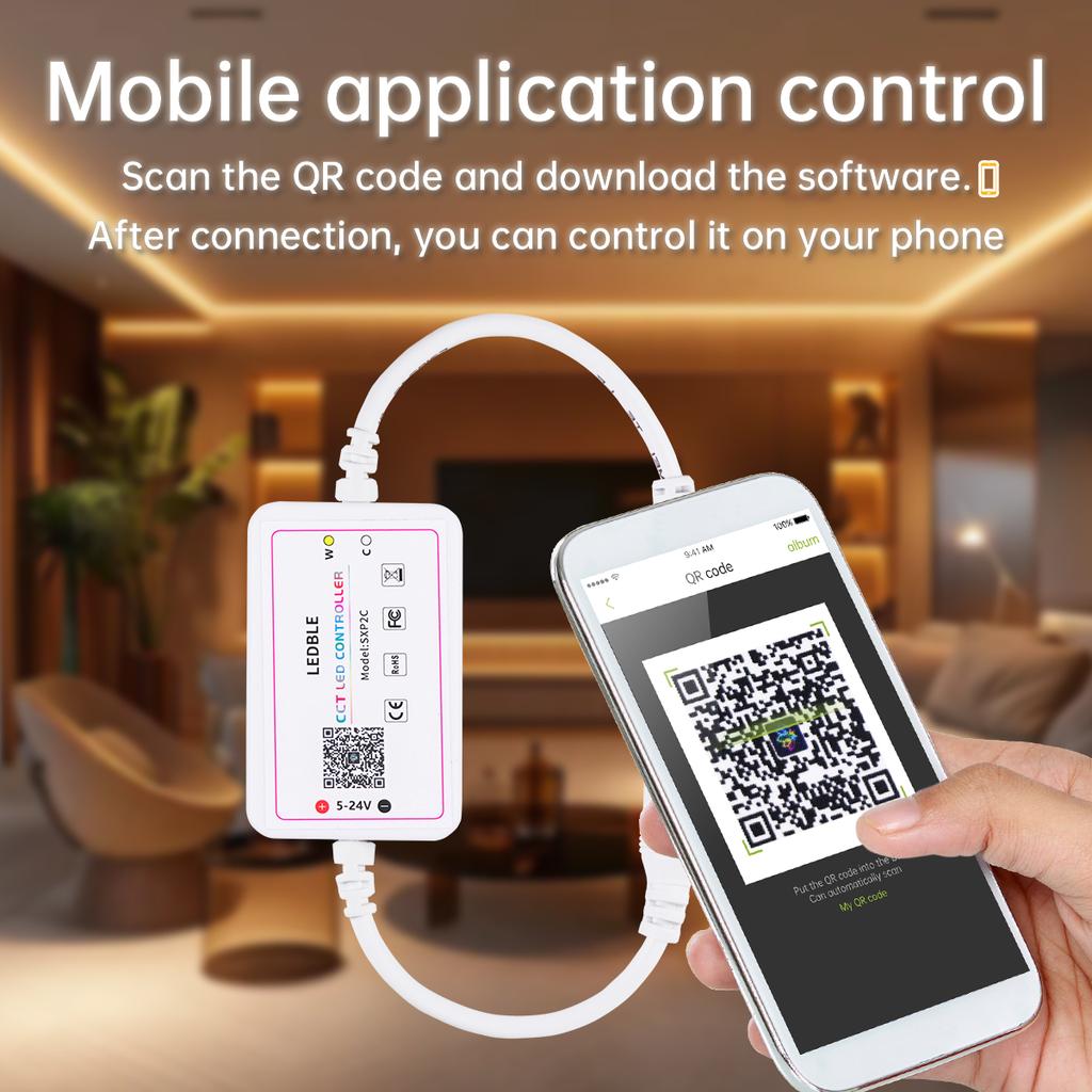 Беспроводная Bluetooth CCT COB светодиодная лента с регулировкой яркости 2700K-6500K светодиодная лента CRI90 управление через приложение и пульт для шкафа, столешницы, кухни, телевизора