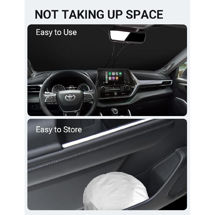 Proadsy Front Windshield Sunshade Foldable Sunshade,Custom Fit 2023 2022 2021 2020 Highlander L LE XLE Limited Edition Platinum Accessories 2023