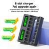 PALO 8 Slots LCD Smart Battery Charger for 1.5V AA AAA Li-ion Rechargeable Battery
