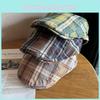 Vintage Summer Girl Lightweight Checkered Newsboy Cap With Sunshade For Casual Wear