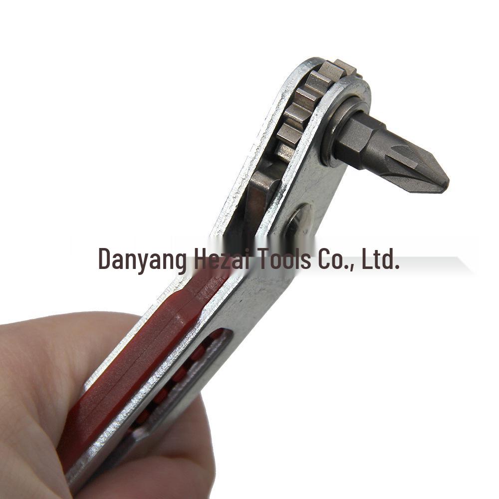 Compact Two-Way Right Angle Ratchet Screwdriver Set with Phillips & Slotted Bits