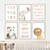 Number Alphabet Elephant Poster Prints Pictures Canvas Boho Art Nursery Wall Decoration Home Paintings Baby Kids For Living Room