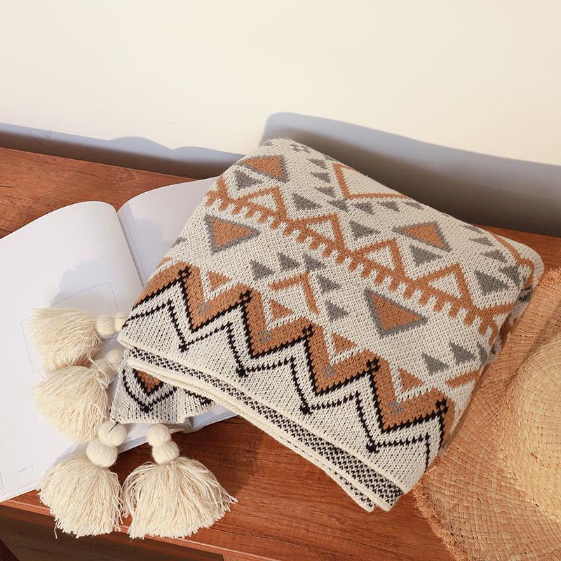 Bohemian Knitted Wool Sofa and Bed Blanket