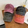 New Washed Peaked Cap Children Retro Versatile Trendy Summer Letter Baseball Cap Wide Brim Shade