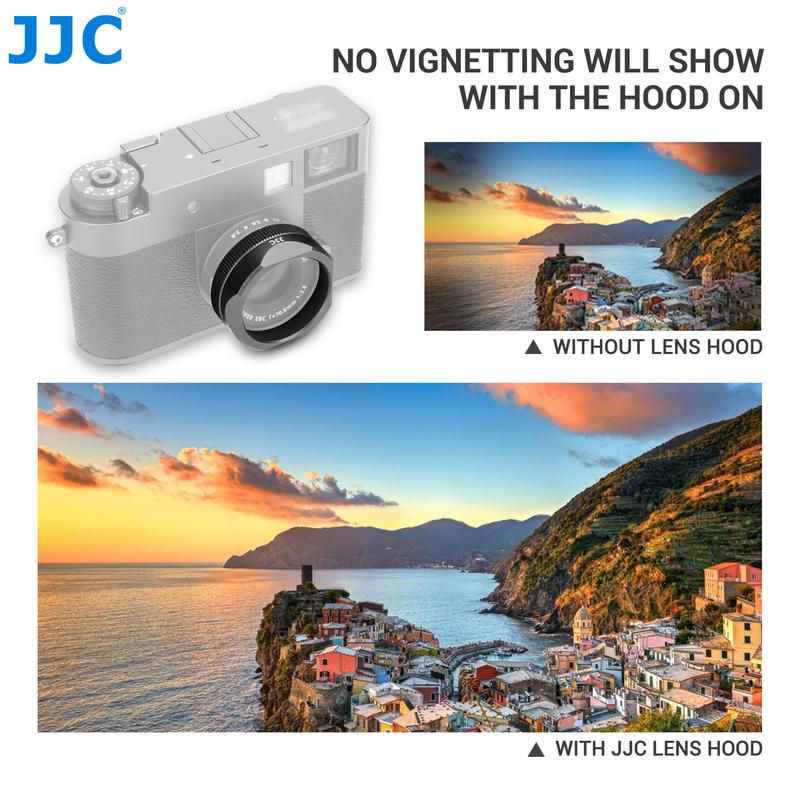 JJC Metal Lens Hood with Lens Cap Cover for Fujifilm X Half X-HF1 Camera Lens Hood Lens Shade Compatible with JJC F-XHFUV Filter