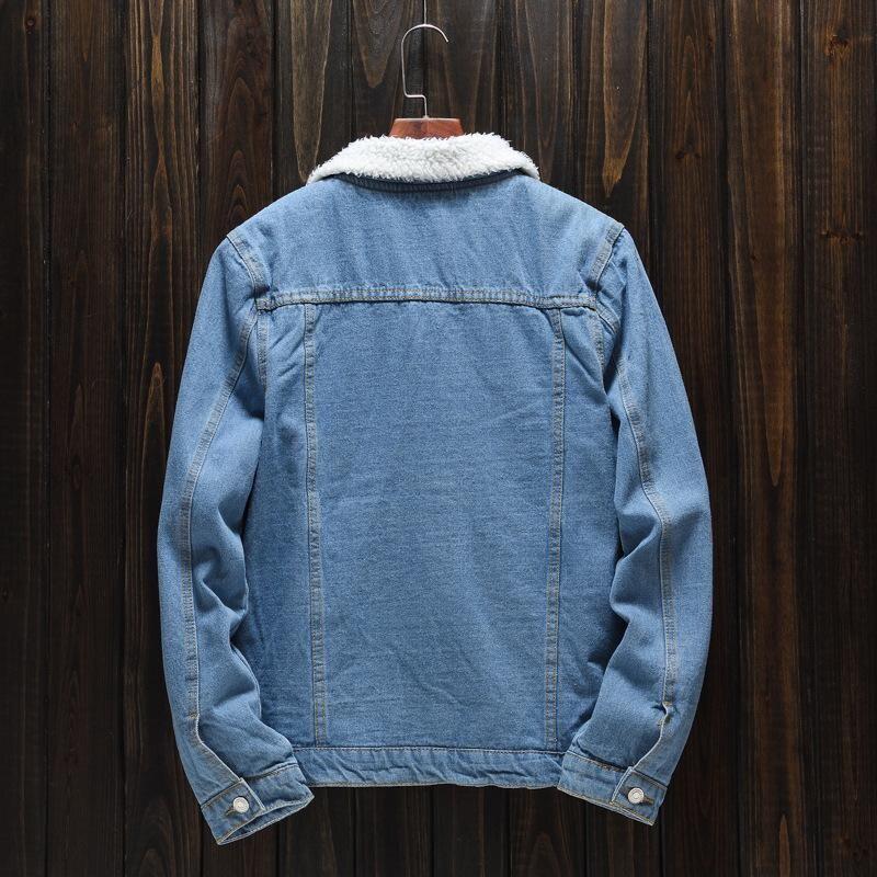 Men Autumn Winter Denim Upset Jacket Vintage Long Sleeve Loose Jeans Coat