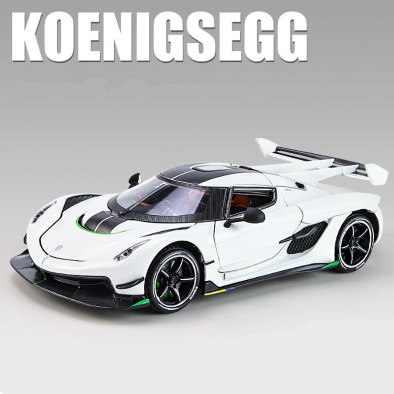 1/24 Koenigsegg Jesko Attack Alloy Sports Car Model Diecast Metal Racing Car Model Simulation Sound and Light Children Toy Gift