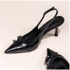 Fashion Fashionable Pointed Toe Shallow Mouth New High-heeled Shoes Summer Elegant Buckle Decorated Stiletto Black Women's Shoes