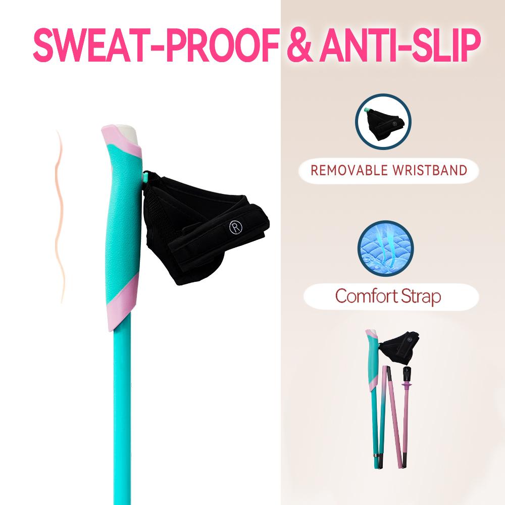 OKHEALING Portable 5-Section Carbon Fiber Trekking Pole Lightweight Anti-Slip EVA Handle Canes Folding Hiking Stick