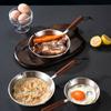 Wooden Handle Omelette Pan Flat Bottom Open Skillet 304 Stainless Steel Frying Pan  Kitchen