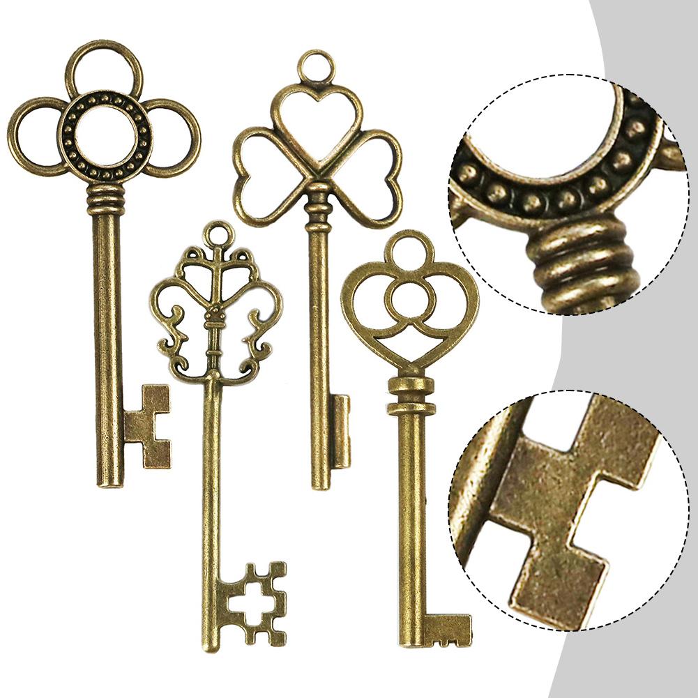 1pc Bronze Keys Metal Alloy Large Antique Vintage Old Brass Skeleton Lot Cabinet Lock Metal Alloy Home Improvement Accessories