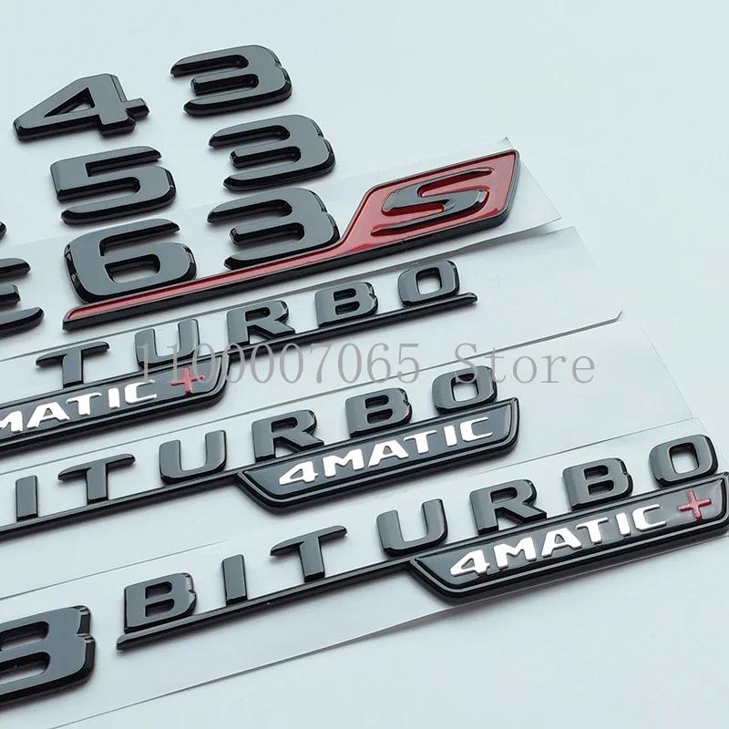 2017 Glossy Black Letters E43 E53 E63 E63S V8 Biturbo 4matic ABS Emblem for Mercedes Benz AMG Car Fender Trunk W212 W213 Sticker AF1