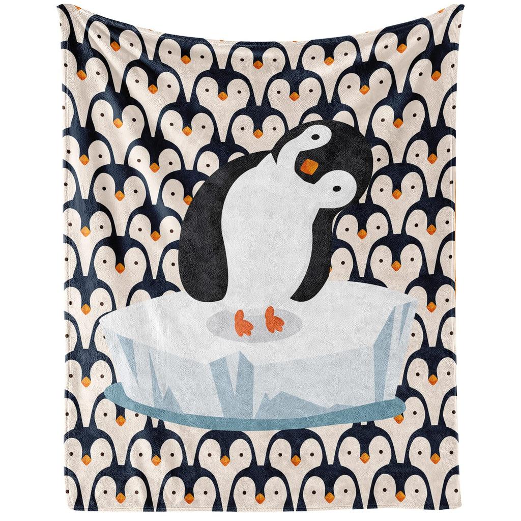 Penguin Blanket Soft Cute Penguins Flannel Fleece Throw Blanket Lightweight Fuzzy Plush Blanket for Couch Bed Sofa Home Decor