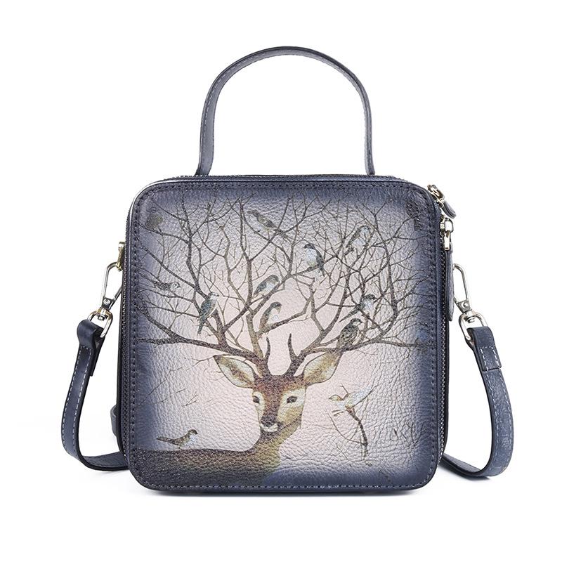 Женские сумки на плечо из натуральной кожи с узором оленя, винтажные дизайнерские сумки для женщин, элегантная сумка через плечо, сумки для телефона, кошелек