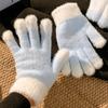 Full Finger Fluffy Cycling Gloves Rhinestone Thick Warm Winter Gloves  Cold Weather