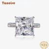 Tancise Jewelry S925 Sterling Silver Princess Square 12 * 12 Zircon 15.5 Carat Ring Creativity