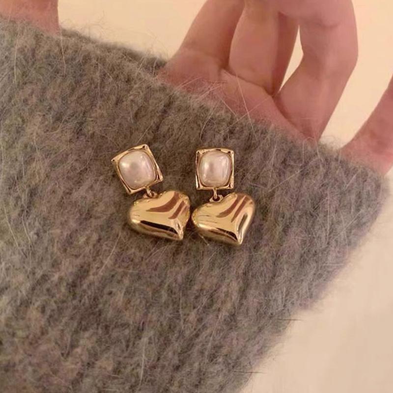 ANENJERY Серьги-подвески в форме сердца с искусственным жемчугом для женщин, корейская мода, индивидуальные ювелирные изделия, подарки, оптовая продажа, вечеринка