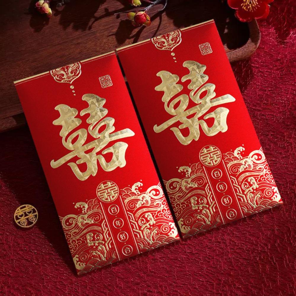 6pcs Hot Stamping Red Envelopes Traditional Red Pocket Envelope Lucky Red Bag  Chinese New Year