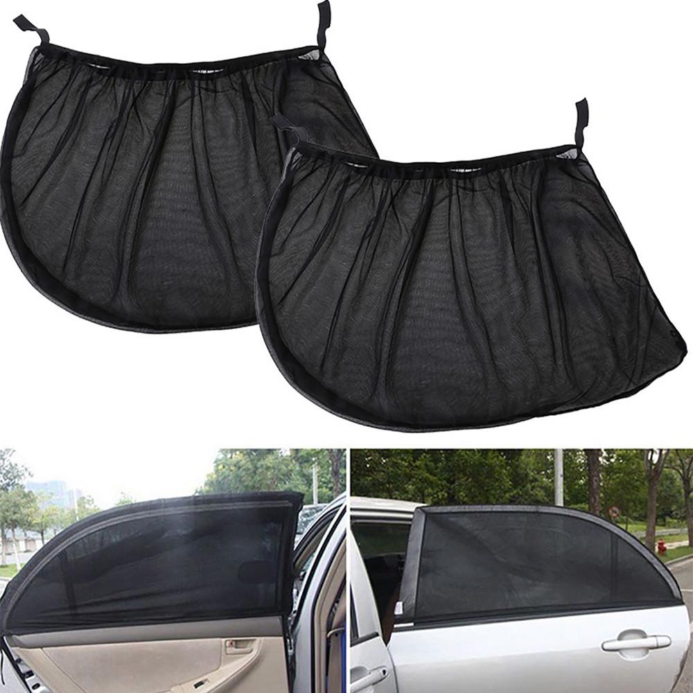 2Pcs Car Kids Sun Shade Shield Socks Rear Side Window Square UV Cover Mesh