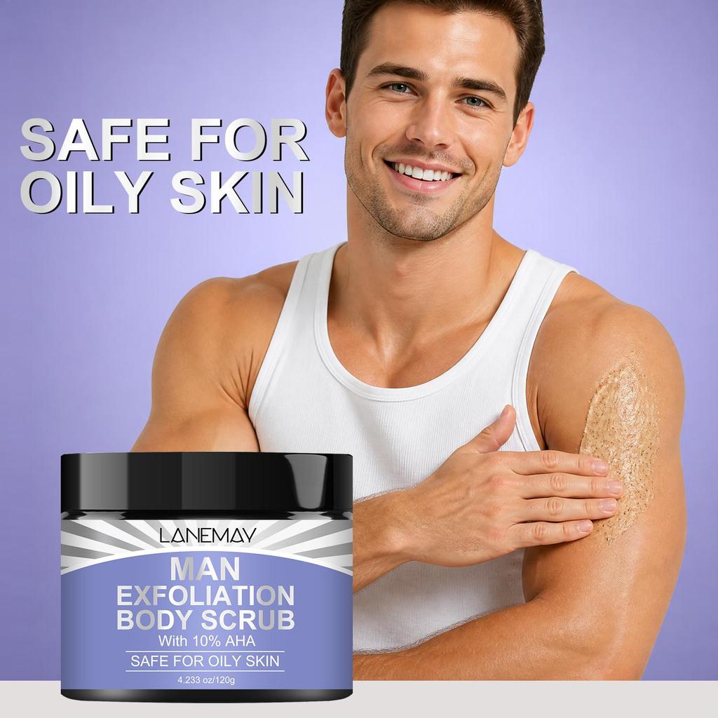Man Exfoliation Body Scrub-Moisturizing & Smoothing-Deeply Cleanse Pore Dirt-Suitable For All Skin Types, 120g