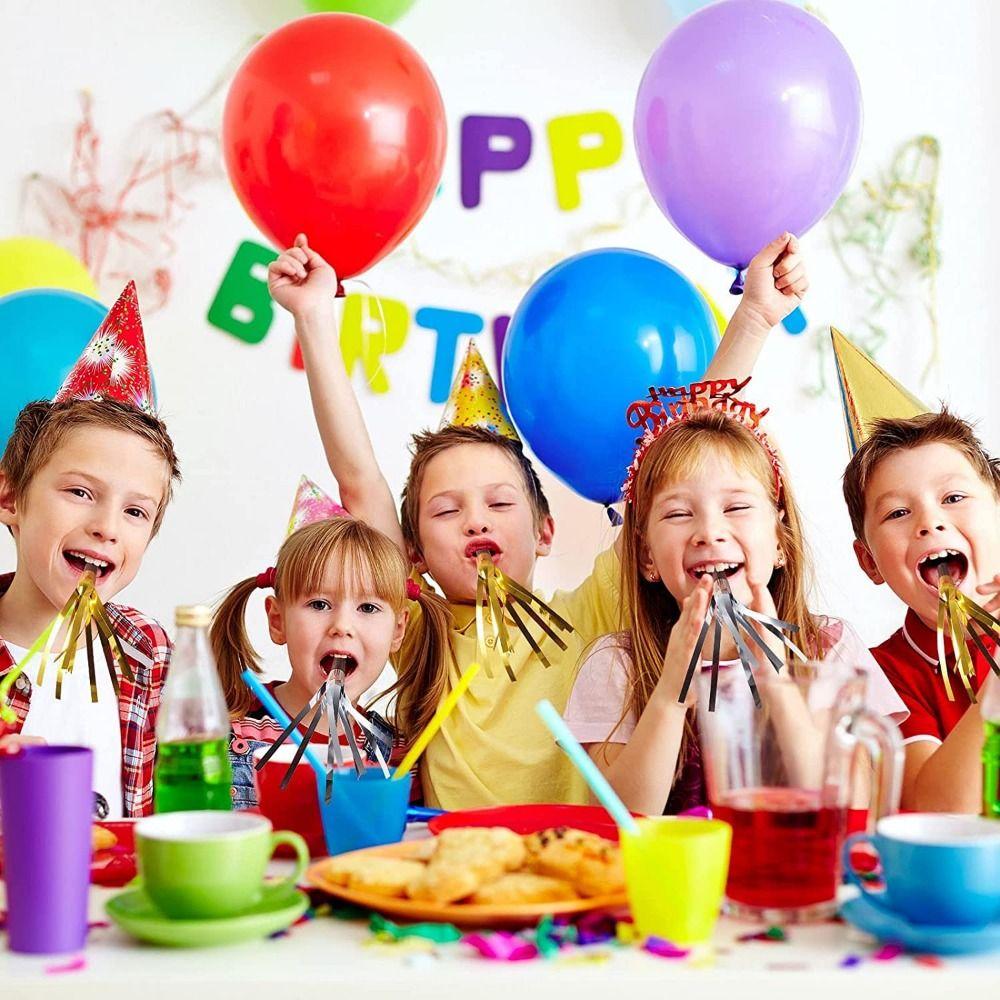 6Pcs Gold Silver Blowout Whistle Glitter Party Supplies New Years Party Blowers  Atmosphere Gifts