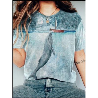 Женская европейская и американская весенне-летняя новая свободная женская футболка с 3D цифровой печатью