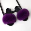 Furry Slippers for Women The Same Style In Summer Real Fox Fur Slippers Plus Size Female Sandals