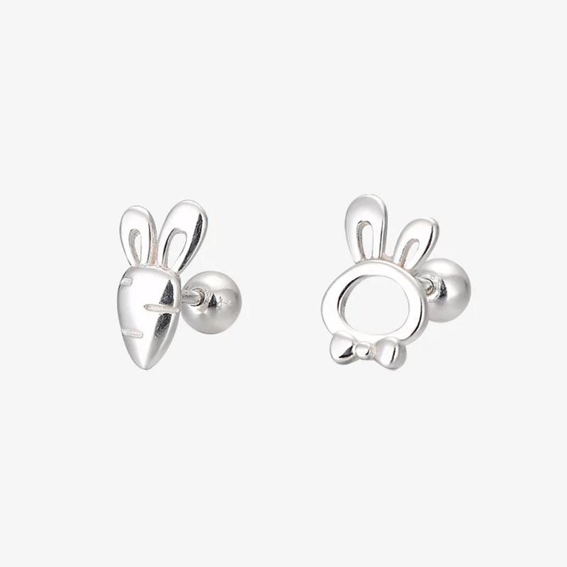 Корейские серьги-гвоздики из серебра 925 пробы для пирсинга козелка, спиральные серьги-гвоздики для женщин, 2 шт., бабочка, сердце, модные украшения для пирсинга ушей