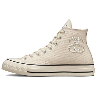 Stussy x Chuck 70 High Fossil Унисекс Кроссовки Загар Натуральный-Слоновая кость Черный A02051C