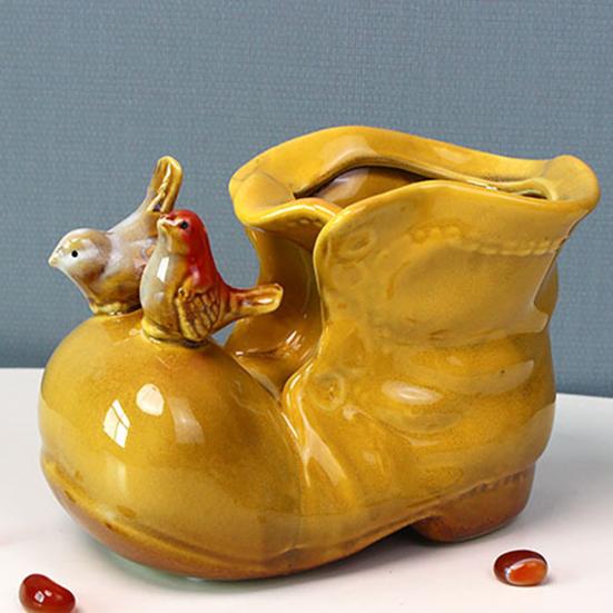 Ceramic Bird Boot Planter Pot Pen Holder Colorful Shoes Flowerpot Succulents Herb Plants Container Home Balcony Garden Decoration