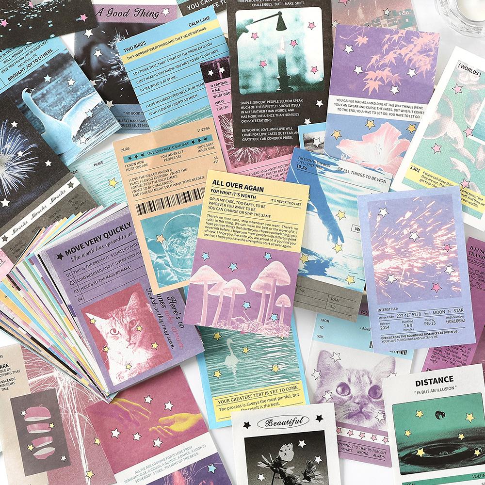 50pcs Star Shine Moment Kawaii Ins Memo Material Scrapbook Background Paper Creative DIY Planner Handbook Aesthetic Craft Paper
